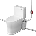 Macerating Toilet with Pump for Basement Upflush System, Dual Flush One-Piece Toilet Bowl, D-shaped, Quiet Sewage Pump Waste Water Management, Floor Mounted Accessories Kit