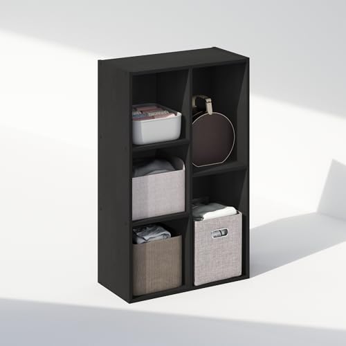 Image of Furinno Reed Closet Organizers and Storage, 5-Cube Reversible Closet Shelves, Closet Organization Shelf, 9.4 x 19.5 x 31.5, for Bedroom, Closet, Blackwood