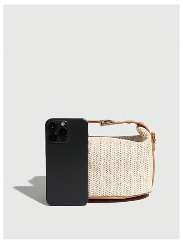 SweatyRocks Women's Straw Crossbody Bags Top Handle Summer Woven Mini Shoulder Bag4