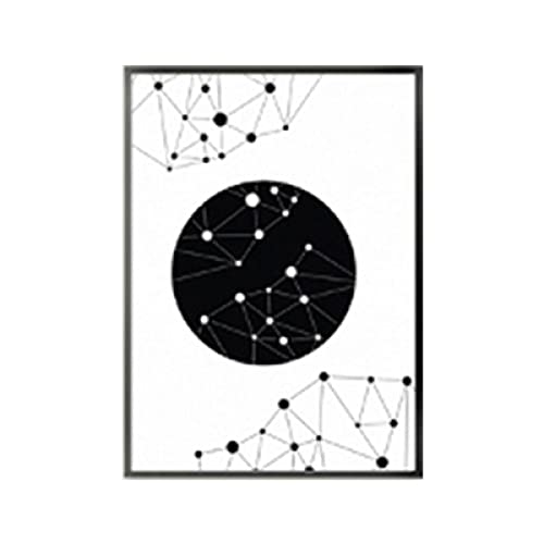 Toile Art Mural Abstrait Géométrique Noir Blanc Amour - Solution Déco Grand Format Salon