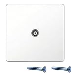 TV Aerial Socket Coax Wall Faceplate, Single Flush Coaxial TV Aerial Socket,TVs FM Coaxial Aerials Wall Sockets,50 HZ Junction Flame Retardant Materials,FM Radio Connections Experience (White,1 PC）