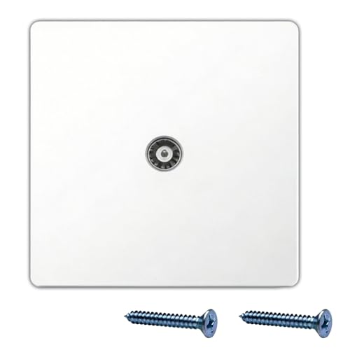 TV Aerial Socket Coax Wall Faceplate, Single Flush Coaxial TV Aerial Socket,TVs FM Coaxial Aerials Wall Sockets,50 HZ Junction Flame Retardant Materials,FM Radio Connections Experience (White,1 PC）
