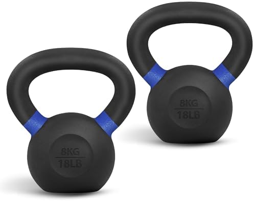 Yes4All Powder Coated Kettlebell, Cast Iron Core Kettlebells with...