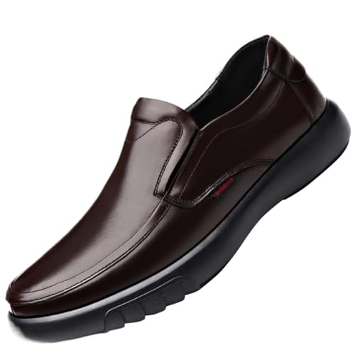 Dress Shoes for Men Genuine Leather Microfiber Men's Slip-On Casual Shoes Non-Slip Soft Sole Rubber Footwear