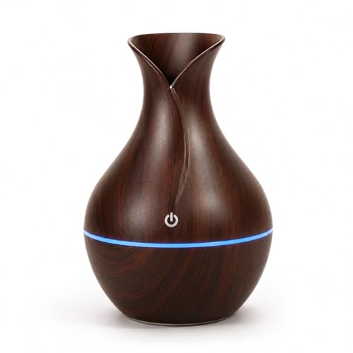 Image of Aroma Diffuser with LED Light - USB Powered Tabletop Mist Humidifier for Desk and Bedside Use (Pot Wood Aroma Diffuser)