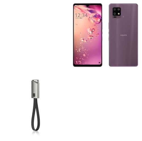 BoxWave Cable Compatible with Sharp Aquos zero6 - USB Type-C Keychain Charger, Key Ring USB Type-C to Type-A 8 in USB Cable - Jet Black