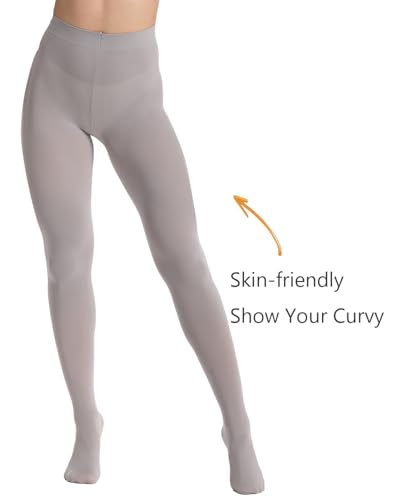Image of DUCMODA Womens 80 Denier Opaque Tights, Women's Soft Solid Color Footed Pantyhose, High Waist Stocking with 30+ Colors