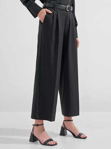 Image of Tokyo Talkies Wide Leg Relaxed fit Korean Pants |Ultra Soft|High Rise Pleated Trousers |Workwear|Formal All Day wear