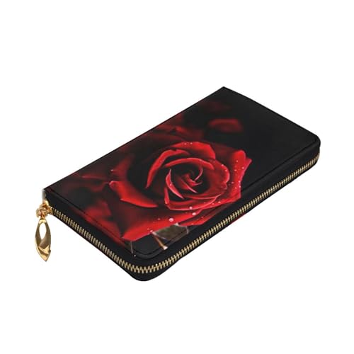 Red Rose Womens Long Wallet Purse,Pu Leather Clutch Bag With Zip Card Holder Case Credit Coin Wallets3