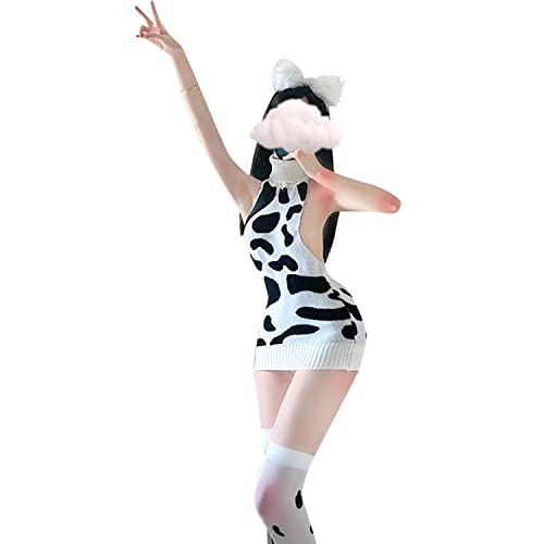SINMIUANIME Womens Anime Cow Bikini Milk Leopard Cosplay Lingerie Costume Sexy Maid Dresses Underwear Set