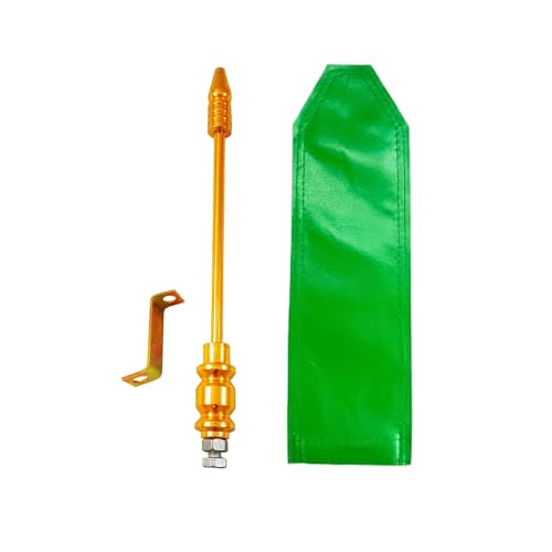 Golden Car Flag Rod with Bracket and Cover (Golden) for All Car Models/Judgement Rod/Corner Rod (Green)