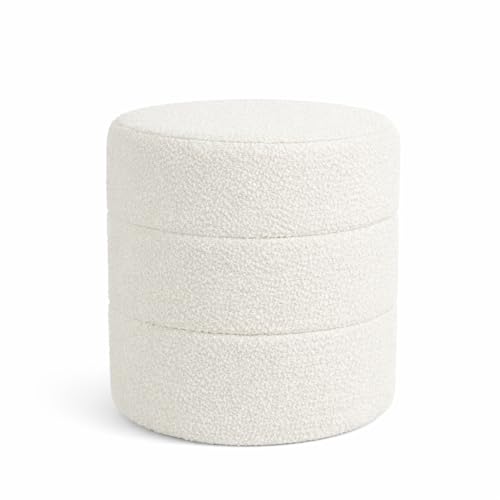 HomePop 18 Round Ottoman - Cream Boucle