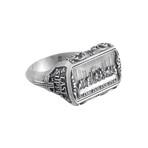 The Last Supper Silver Ring, Jesus Christ Signet Band, Christian Religious Jewelry, Leonardo Da Vinci Art Ring, Personalized Gift2