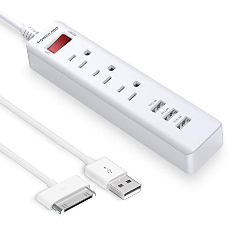 Power Strip with USB, POWERADD Power Strip with 3 Outlets & 3 Fast Charging USB Ports, 5ft Extension Cord for Indoor/Home/Cruise Ship