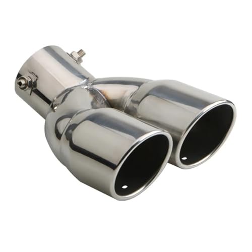 Tuyau d'échappement double 3 pouces coudé en inox argenté pour voiture