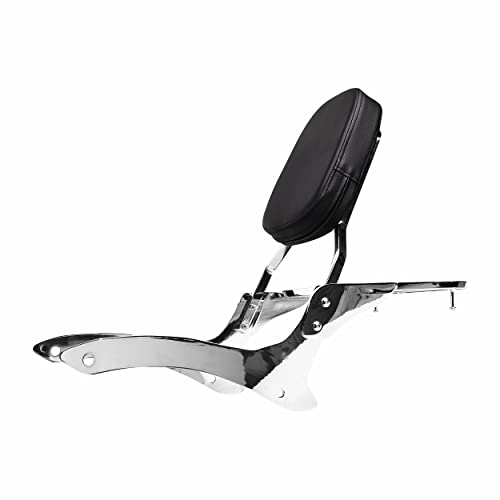 Yhmoto Sissy Bar Backrest + Luggage Rack Combo Fits For 2000-2011 Yamaha V-Star Xvs 1100 Classic Dragstar Xvs 1100 Classic (Chrome) #TOP3