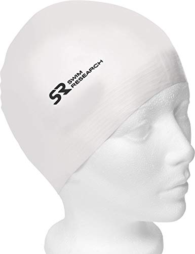 Swim Research Durable Solid Latex Swim Cap (White-3PK)