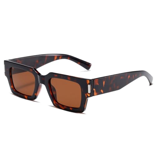 Lunettes de soleil carrées thé léopard contre l'éblouissement