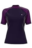 HDTIYUYP Damen Kurzarm Bademode Rashweste - Frauen UV-Schutz Badeshirt Schnelltrocknende Aktive Wassersport Swim Tee Atmungsaktives Surfen Shirt Strand Wet Top Lila XL