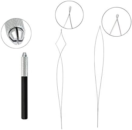 Hair Extensions Pliers Kit with I-tip Hair Pliers Pulling Needle Loop Threader and 200 Pcs 3.0mm Silicone Lined Nano Rings Micro Links Beads (Black)