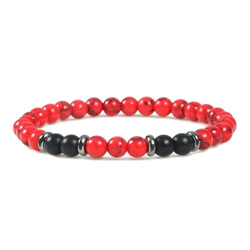 Bracelet de prière bouddhiste élastique de 17cm en pierres de cristal noir et blanc