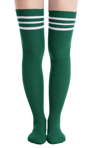 Image of Abodhu Womens Thigh High Socks, Over Knee Socks for Women, Striped Knit Long Tall Stockings, Cosplay Casual Socks