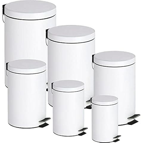 TIENDA EURASIA® Cubo de Basura con Pedal, Acero Inoxidable, Acabado Blanco Brillo (3L) Cover