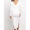 Chang Yun Women's Long Maxi Sweater Dresses Sexy Wrap Batwing V Neck Slit Open Back Holiday Bodycon Dress with Belt