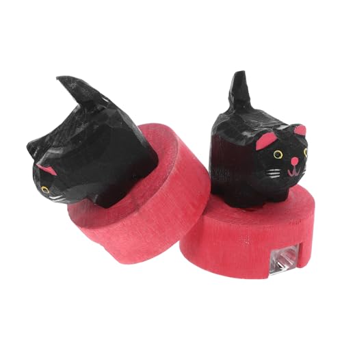 LALAFINA 2個木製素材採用の黒猫型カートゥーン筆削り 手動式で に削れる学用品 や学生のデスクになかわいい文房具 クラスルームや自宅学習