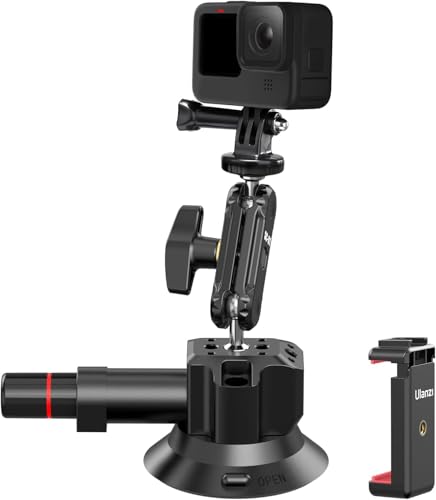 Suction Cup Mount for Action Cameras iPhone - ULANZI SC-01 3in Pump-actived Vacuum Suction Mount...