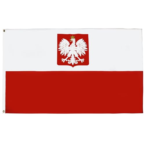 AZ FLAG Flagge Polen mit Adler – 90 x 60 cm – leichtes Polyester – Polnische Flagge mit integrierten Metallösen – 40 g