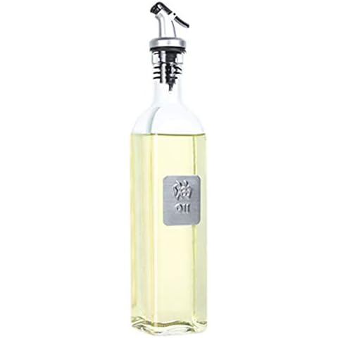 FYstar 17oz Glass Olive Oil Bottle Set 500ml Oil & Vinegar Cruet with Pourers and Funnel Carafe Decanter for Kitchen(Transparent) Cover