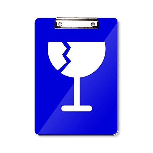 Frágil - Carpeta con portapapeles cuadrado azul con placa trasera A4
