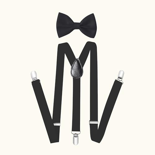Image of BABEYOND 1920s Mens Gatsby Gangster Accessories Set Panama Hat Suspender Bow Tie