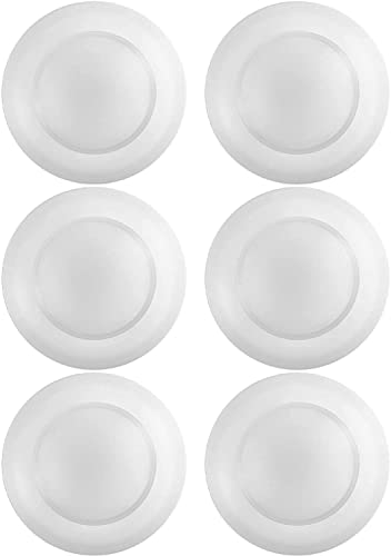 (6 Pack) 4" J-Box Flush Mount Dimmable LED Disk Light, 10.5W (85W Equivalent), 120V, 2700K Warm White, White Trim, ETL Listed - Suitable for Wet Locations - 6" Fixture Diameter