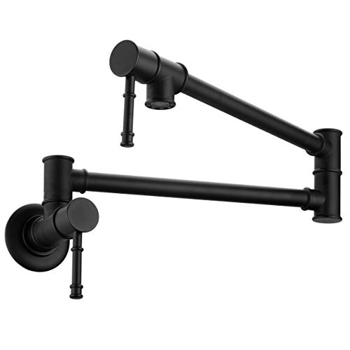 Exclusive Special Pot Faucet Black Pot Filler Faucet Wall Mounted, Lead-Free Solid Brass Folding Stretchable Double Joint Swing Arm Extending Wall Hole Filler Kitchen Faucet Matte Black Exclusive Special Pot Faucet Black Pot Filler Faucet Wall Mounted, Lead-Free Solid Brass Folding Stretchable Double Joint Swing Arm Extending Wall Hole Filler Kitchen Faucet Matte Black