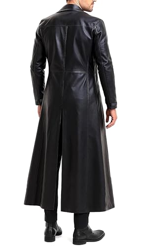 Men’s Full-Length Long Trench Coat – Premium 100% Real Leather Double Breasted Overcoats2