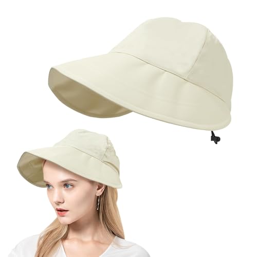 Sombrero de Sol para Mujer Plegable, Protección UV Sombreros Verano Bucket, UPF Pamela Mujer de ala Ancha Plegable para Viajes Camping Pesca Playa, Sombrero de Playa 56-58cm