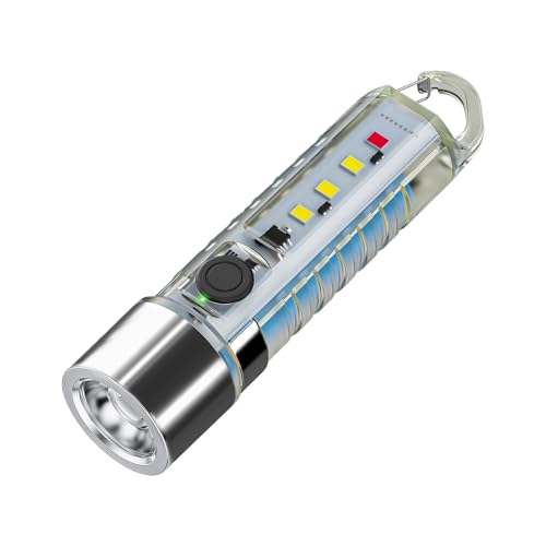 Linterna De Llavero,Llavero Recargable con 6 Modos de Iluminación - Accesorios de Iluminación Estable para Camping, Senderismo y Escalada con Diseño Compacto para Exteriores