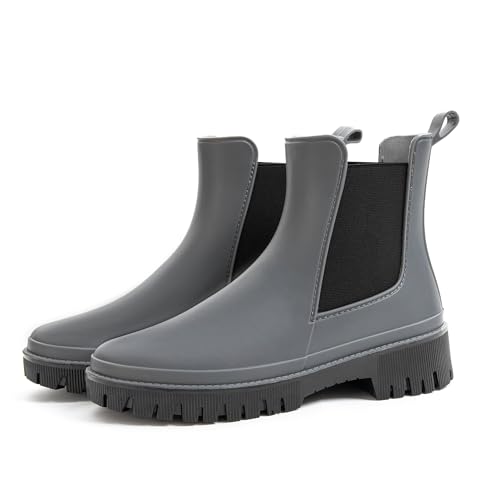 Fubotao Women’s Short Rain Boots Waterproof Chelsea Rain Boots For Ladies