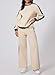 Herseas Women's Two Piece Outfits Contrast Trim Beige Sweatsuit Long Sleeve Crewneck Fashion Comfy Airport Outfit Lounge Wear
