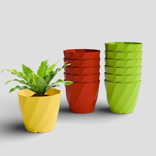 YUCCABE ITALIA SHERA Swirl 8 Inch Plastic Flower Pot Set of 12 Pi...