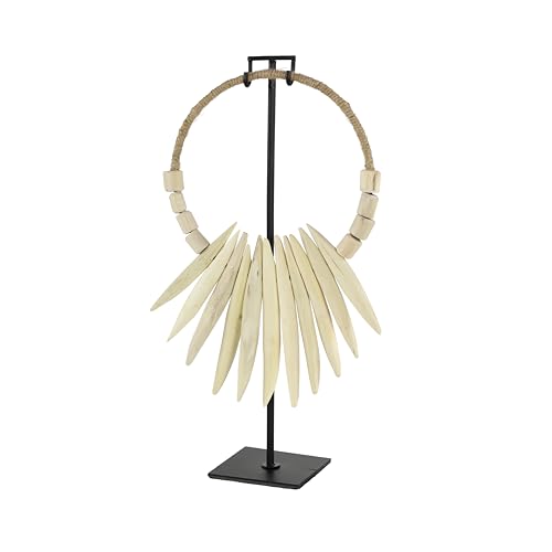 Deco 79 Teak Wood Necklace Handmade Decorative Sculpture Tribal Home