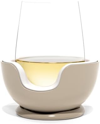 VoChill Stemless Wine Glass Chiller | Keep the Chill In Your Glass | Made In USA | Separable & Refreezable Chill Cradle | Actively Chills Stemless Glassware | Sand, Single Stemless