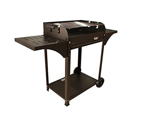 Barbacoa grande carbón rectangular 60x40 cm Chapa, barbacoa con laterales, ruedas y parilla 3 alturas