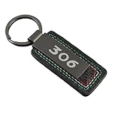 Porte clés Auto Cadeaux Carbone Voiture,pour 306 Clés Logo Hommes Femmes Cuir Cordon Robuste Pivotant à 360° Anti Perte,B