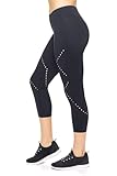Expert Brand Women's Airstretch Mid-Rise Diamond Laser Cut Capri Leggings, Black, Medium