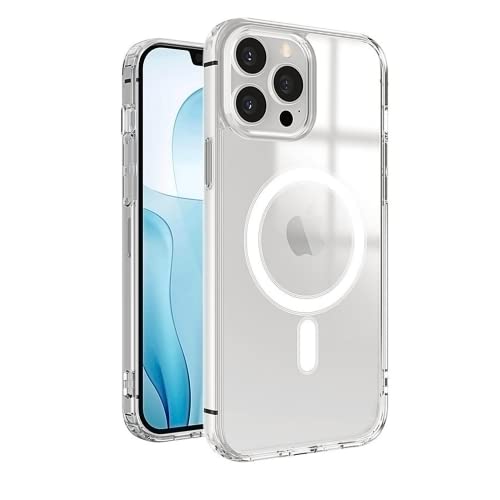 MAKASI Magnetic Clear Case, Compatible with MagSafe,Ultra Slim Hard PC with Soft TPU Edges Protective Case,for iPhone 13 Pro,6.1 Inch Case (Clear)
