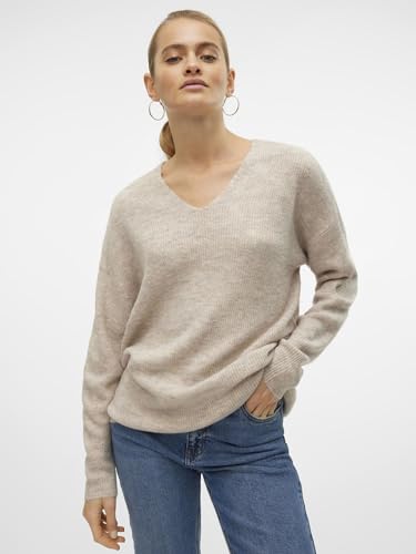 VERO MODA Strick Pullover V-Ausschnitt Langarm Sweater Knitted Jumper VMCREWLEFILE