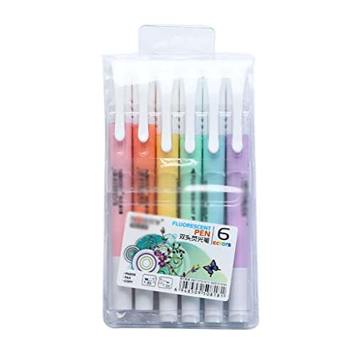 6 unids/Set de rotuladores Fluorescentes de Doble Cabeza, rotuladores de Dibujo Pastel for Estudiantes, Material Escolar y de Oficina (Color : Set B, Tamaño : 6pcs)